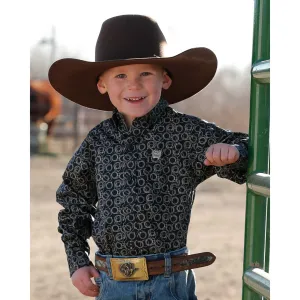 Cinch Boy's Navy Circle Print Shirt