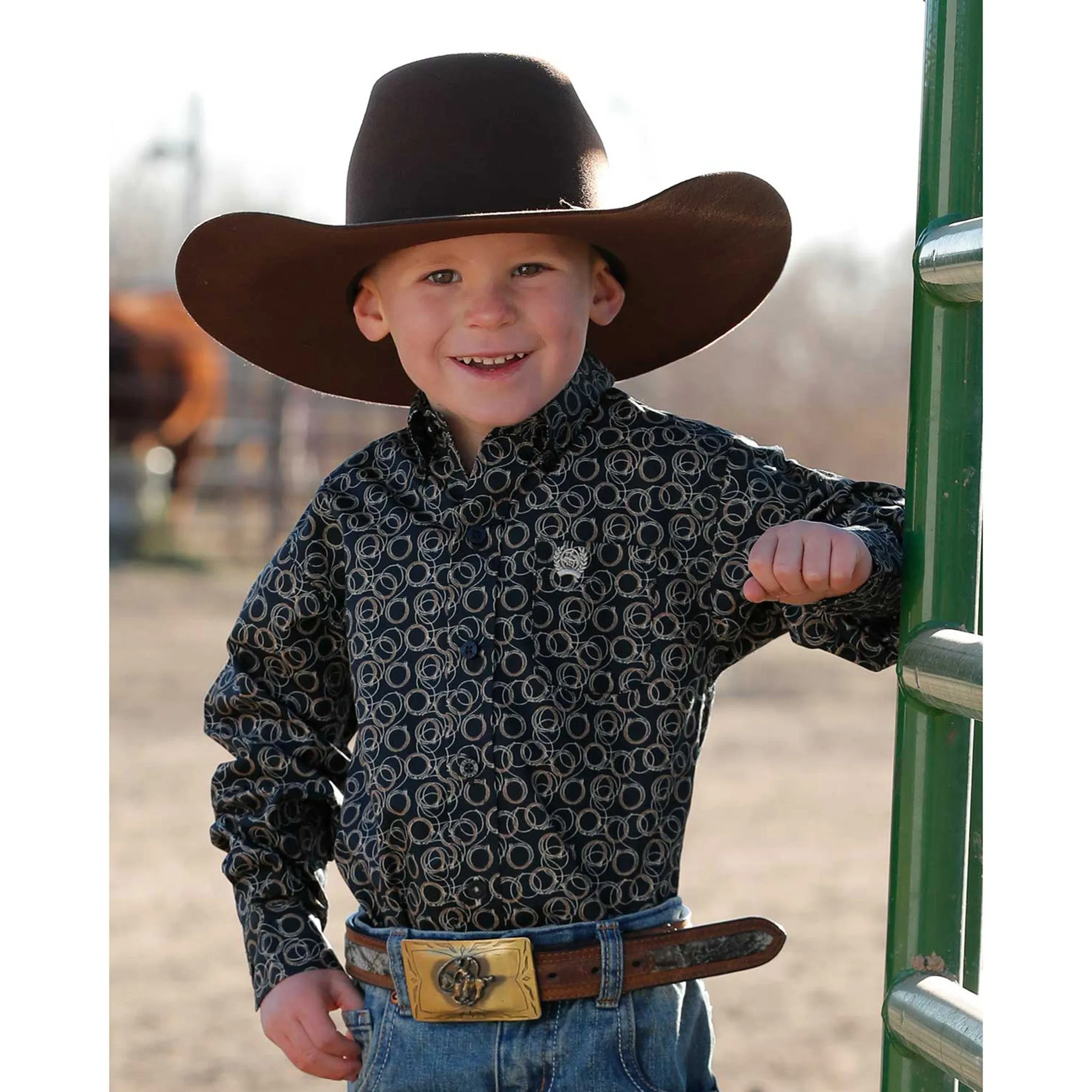 Cinch Boy's Navy Circle Print Shirt