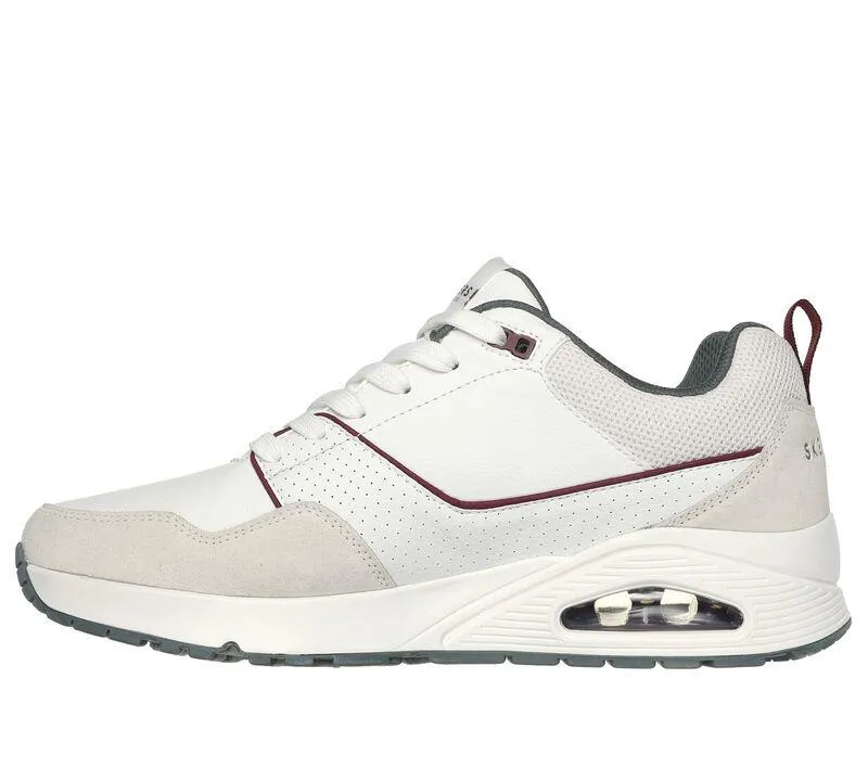Men's Wide Fit Skechers 183020 Uno Retro One Trainers - White/Green
