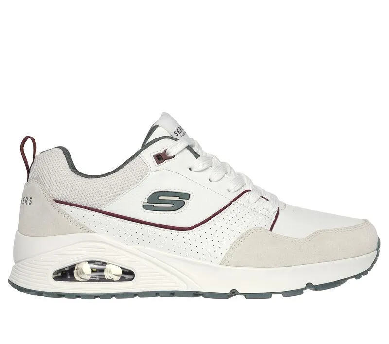 Men's Wide Fit Skechers 183020 Uno Retro One Trainers - White/Green
