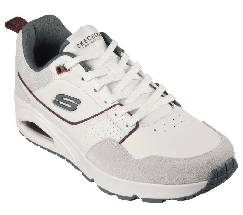 Men's Wide Fit Skechers 183020 Uno Retro One Trainers - White/Green