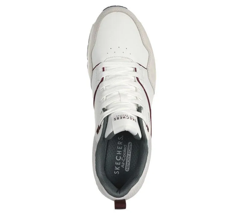 Men's Wide Fit Skechers 183020 Uno Retro One Trainers - White/Green