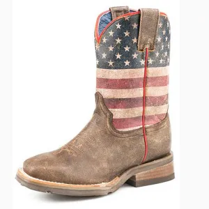 Roper Kid's Brown Distressed Flag Square Toe Boot