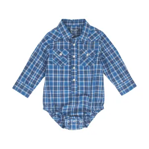 Wrangler Infant Boy's Blue Plaid Snap Onsie - Delete